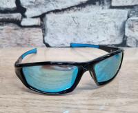 Polarfish Wraps Sunglasses Black & Blue Frame - Blue Metalic Lens