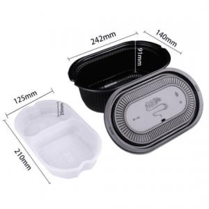 Heat 2 Eat Flameless Ration Self-Steamer with divider Black (Small oval) with 2 HeatStones