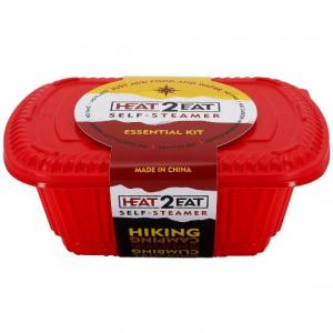 Heat 2 Eat Flameless Ration Self-Steamer with divider Red (medium) with 2 HeatStones